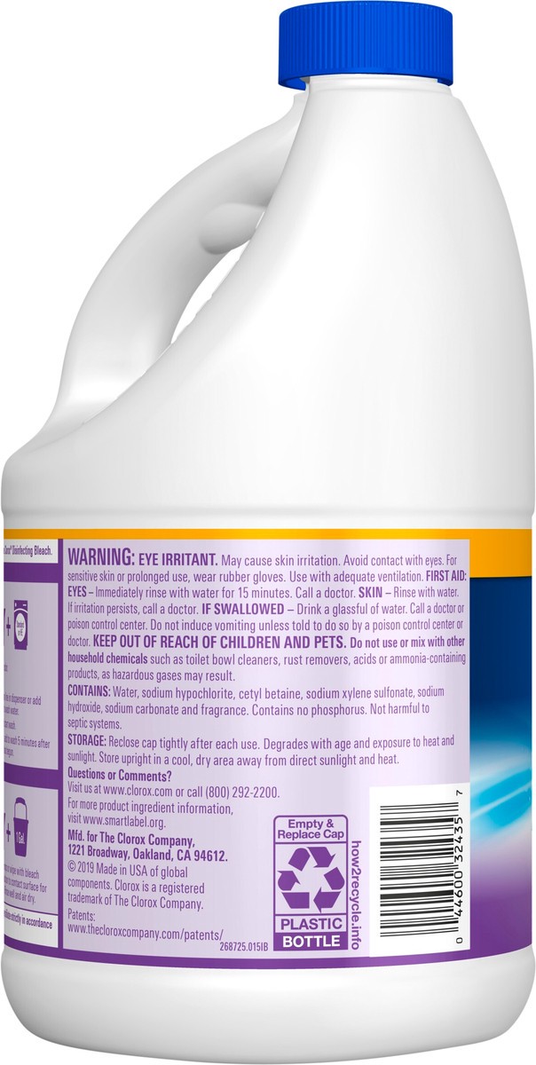 slide 3 of 4, Clorox Splash-Less Liquid Bleach, Lavender - 77 Ounce Bottle, 2.41 qt