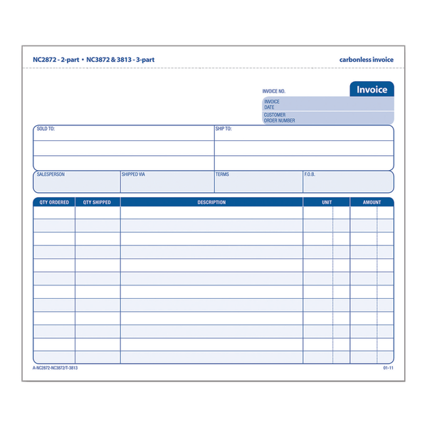slide 1 of 2, Adams 3-Part Carbonless Invoice Form Unit Set, 50 ct