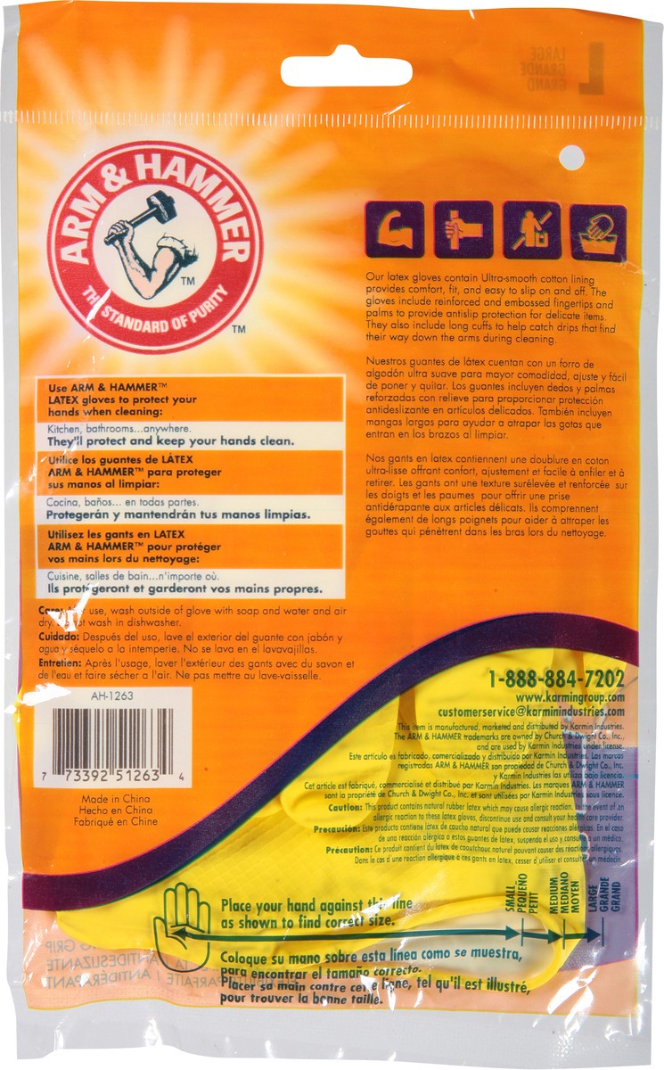 slide 8 of 9, ARM & HAMMER Karmin Arm & Hammer Arm & Hammer Large Latex Gloves 1 Pair, 1 pair