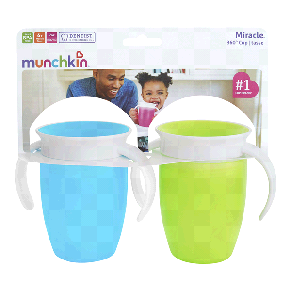 slide 1 of 1, Munchkin Miracle 360 Trainer Cup Assorted Colors, 2 ct