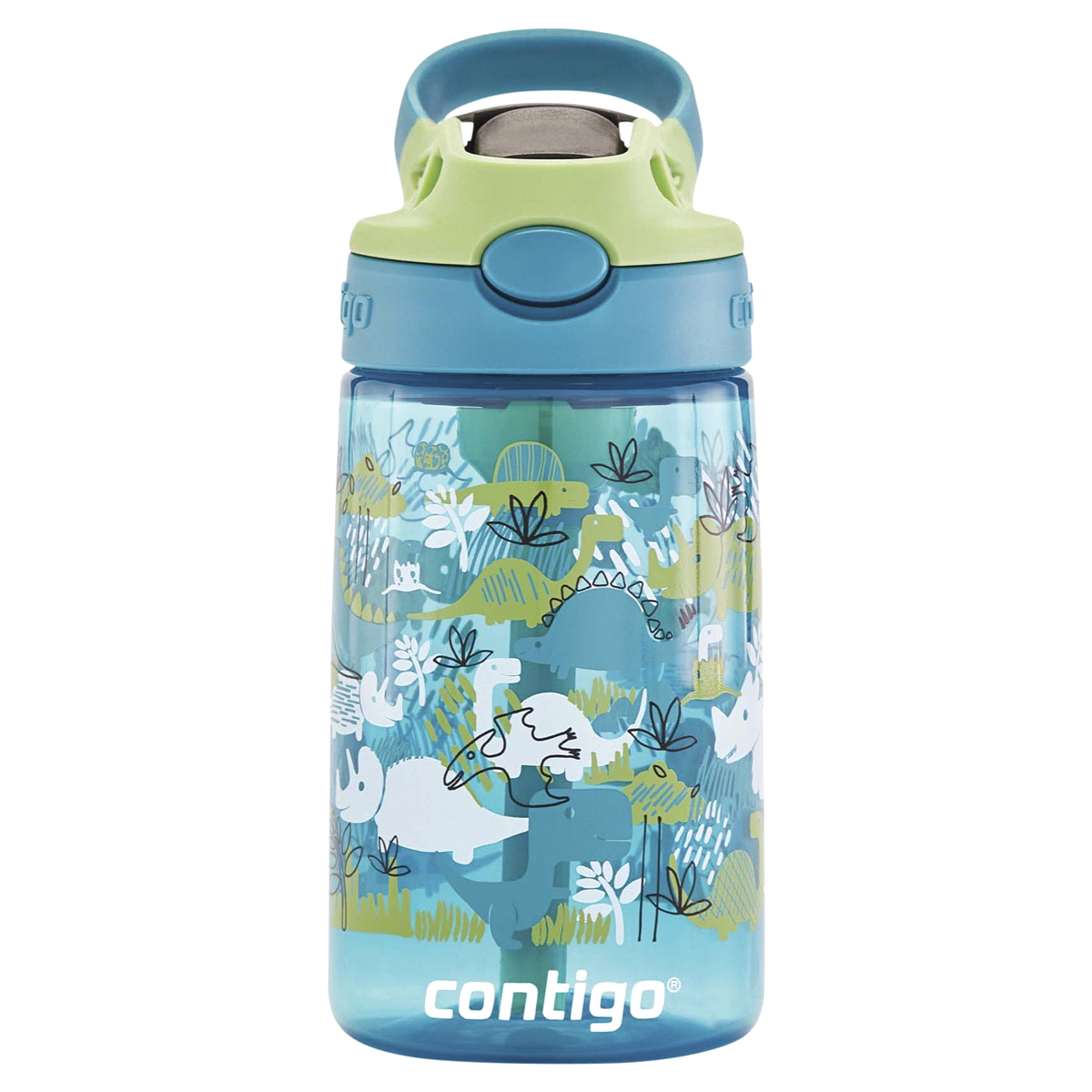 slide 1 of 21, Contigo Kids Water Bottle with Redesigned AUTOSPOUT Straw, Dinos, 14 oz