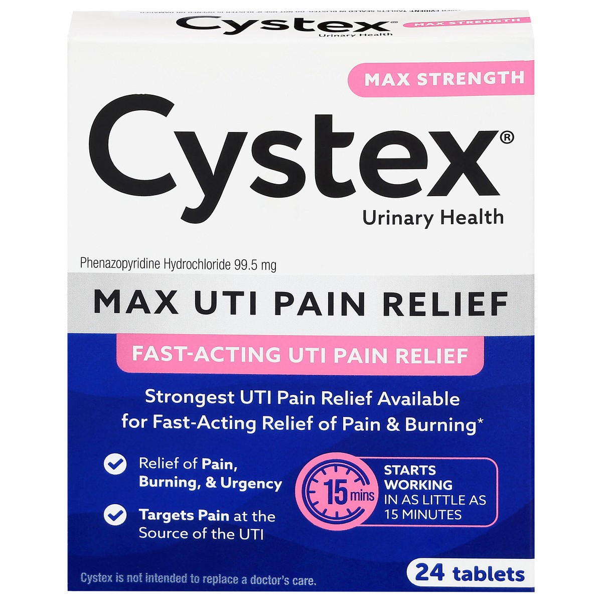 slide 1 of 14, Cystex Max Strength UTI Pain Relief - 24 Tablets, 24 ct
