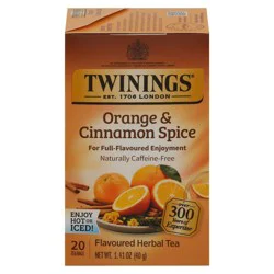 Twinings Flavored Herbal Tea, Caffeine-Free, Orange & Cinnamon Spice, Bags - 20 ct