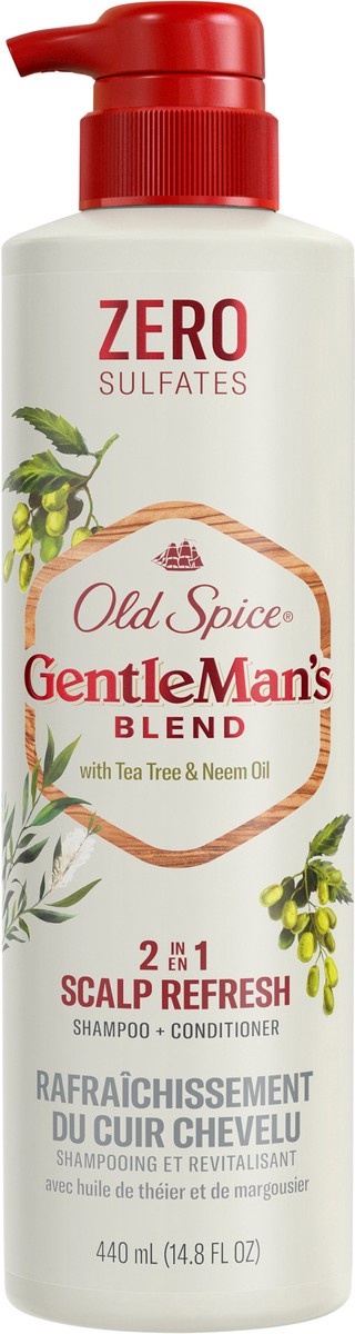 slide 3 of 3, Old Spice Gentleman’s Blend with Tea Tree & Neem Oil, 2in1 Scalp Refresh Shampoo and Conditioner, 14.8 fl oz 440mL, 14.80 fl oz