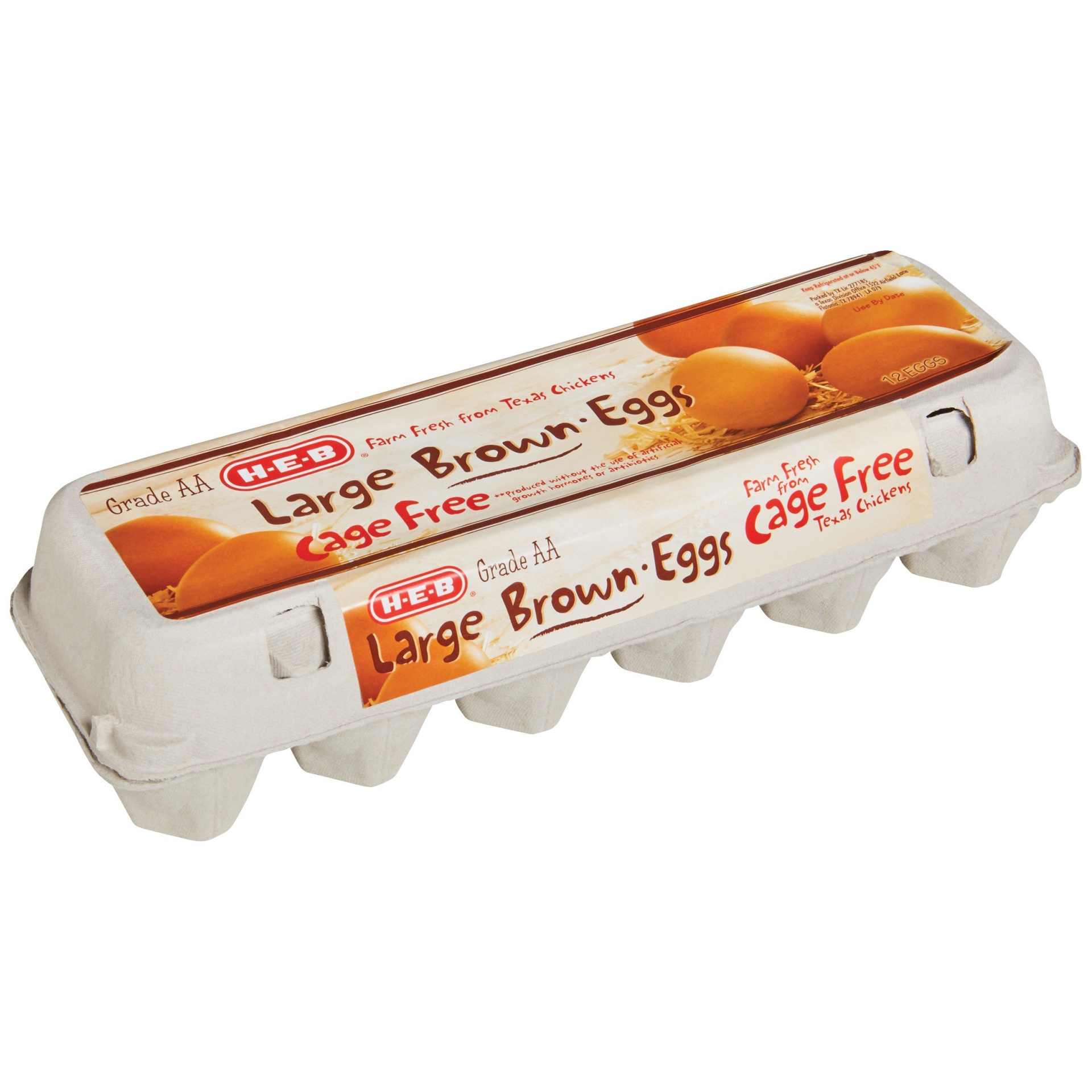 slide 1 of 1, H-E-B Cage Free Large Brown Eggs, 12 ct