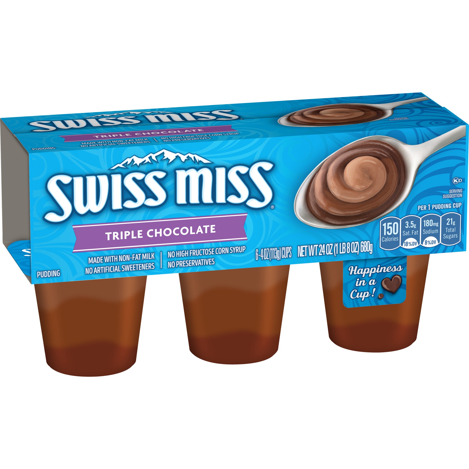 slide 4 of 5, Swiss Miss Triple Chocolate Pudding 6 - 4 oz Cups, 6 ct