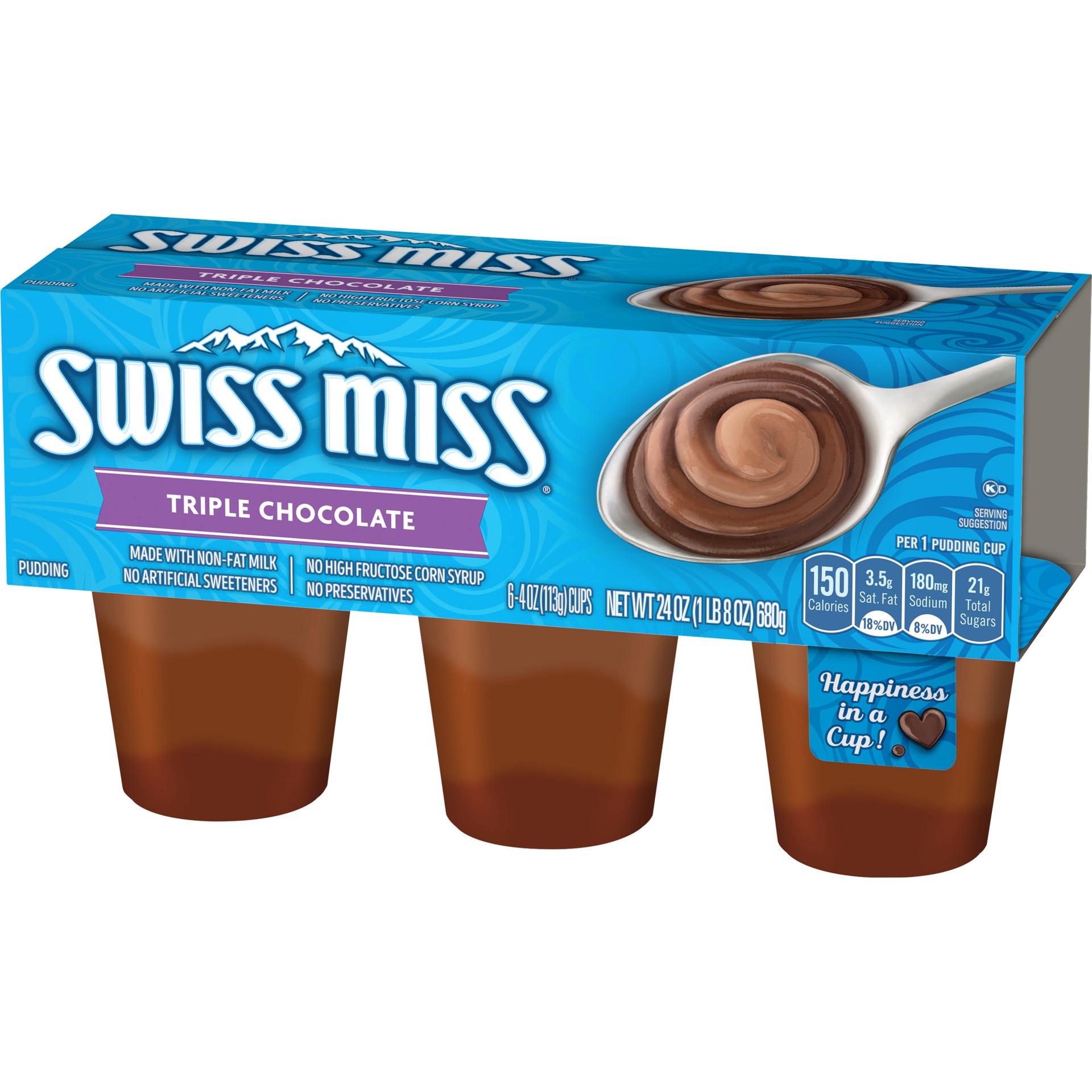 slide 3 of 5, Swiss Miss Triple Chocolate Pudding 6 - 4 oz Cups, 6 ct