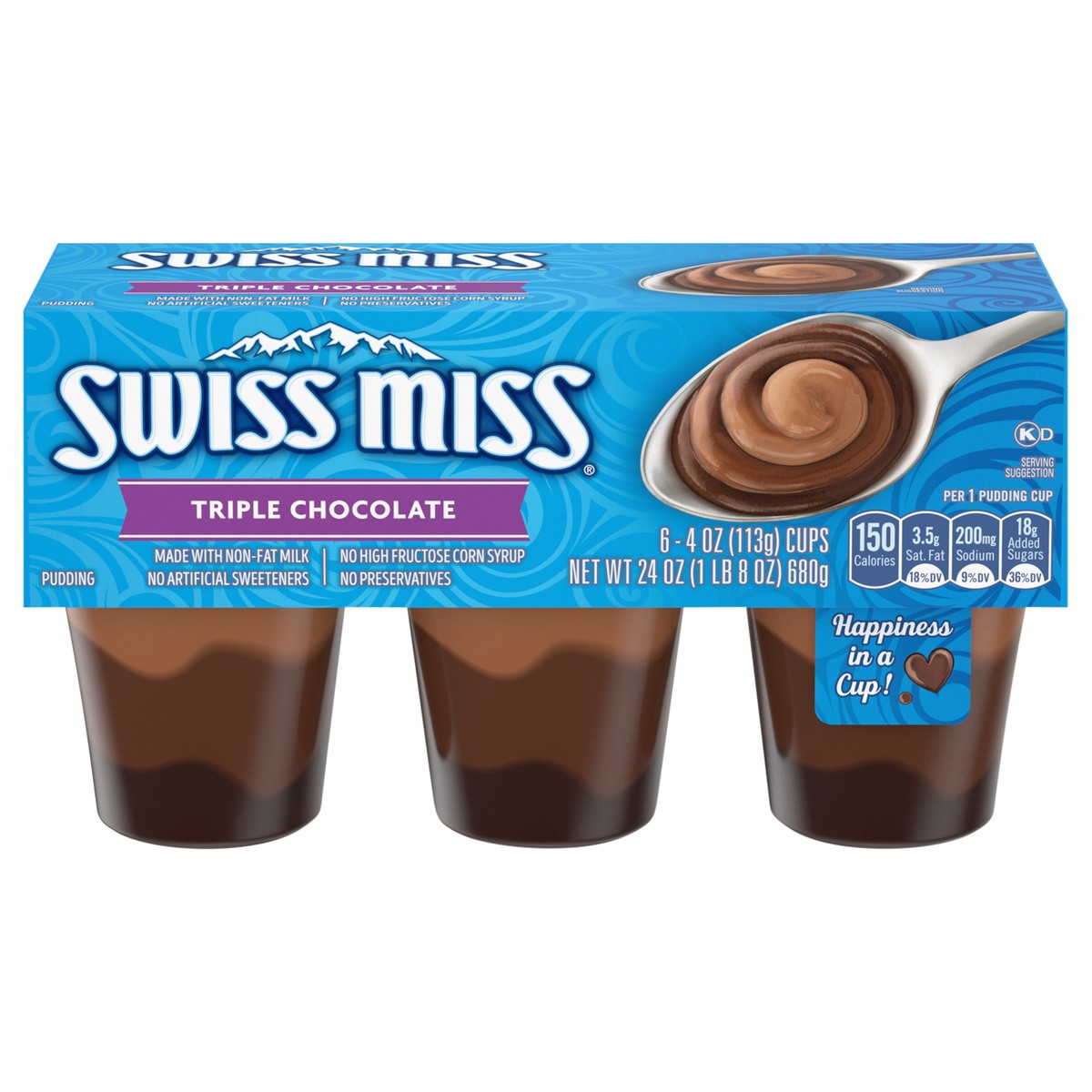 slide 1 of 5, Swiss Miss Triple Chocolate Pudding, 4 oz., 6-Count, 6 ct