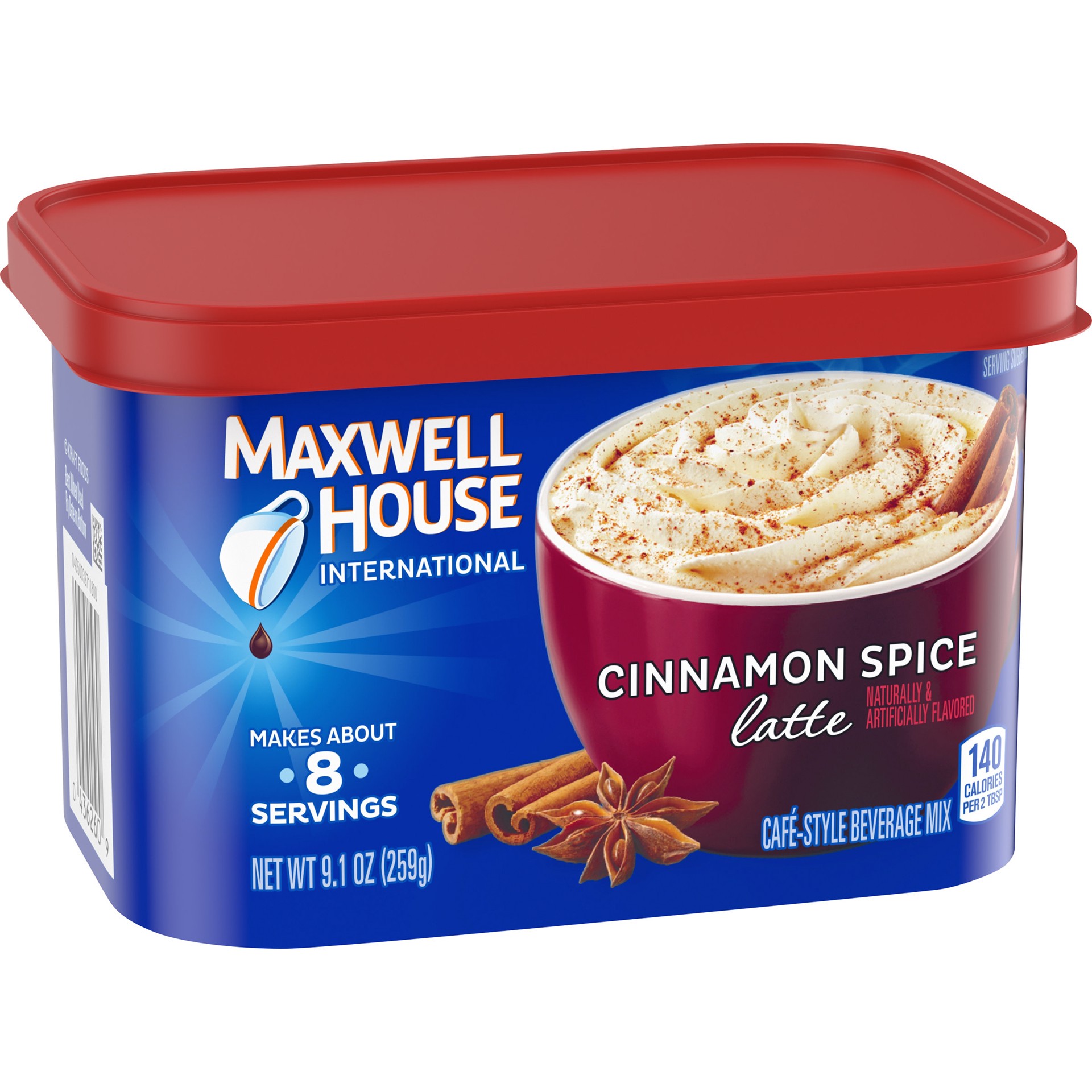 slide 3 of 5, Maxwell House Cinnamon Spice Latte Cafe Style Beverage Mix, Caffeinated, 9.1 oz Can, 9.1 oz