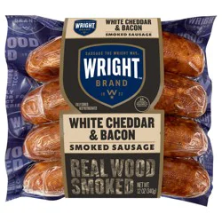 Wright Brand Real Wood Smoked White Cheddar & Bacon Smoked Sausage, 4 ct