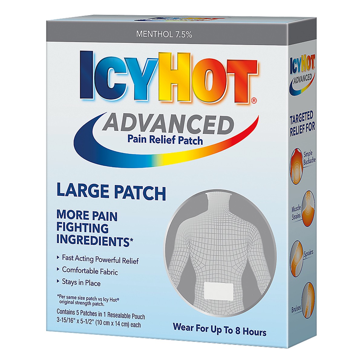 slide 3 of 9, Icy Hot Advanced Pain Relief Patch Large 5 ea, 5 ct
