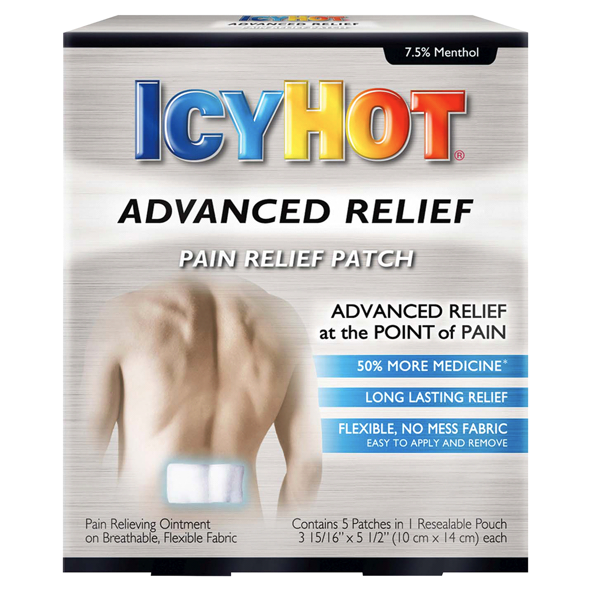 slide 1 of 7, Icy Hot Advanced Pain Relief Patch, 5 ct