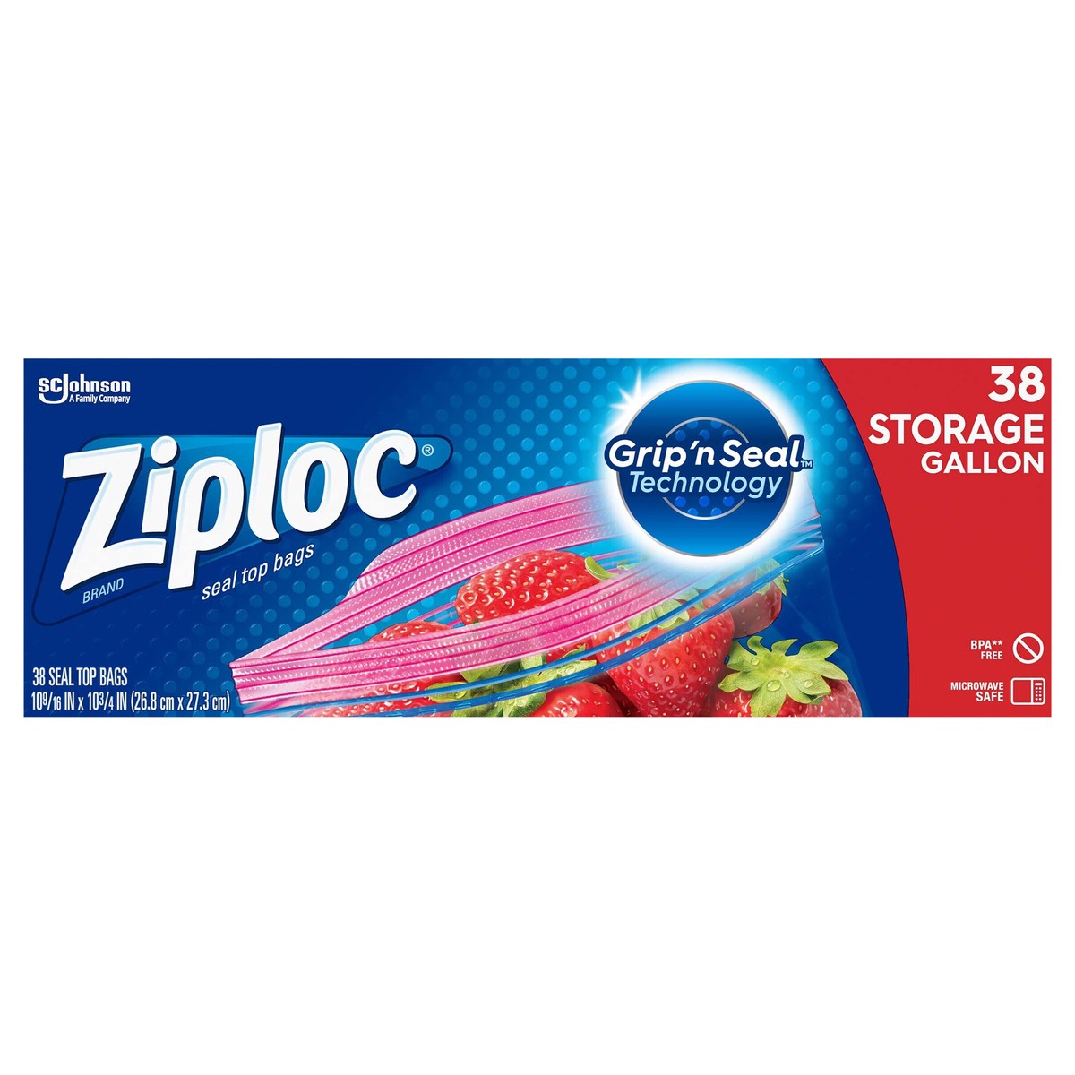 slide 1 of 6, Ziploc Brand Storage Gallon Bags, Large Storage Bags for Food, 38 Count, 38 ct