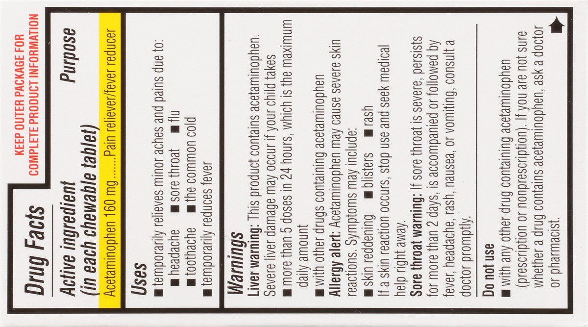 slide 9 of 10, TopCare Health Children's Ages 2 to 11 Years Grape Flavor 160 mg Pain & Fever 24 Chewable Tablets, 24 ct