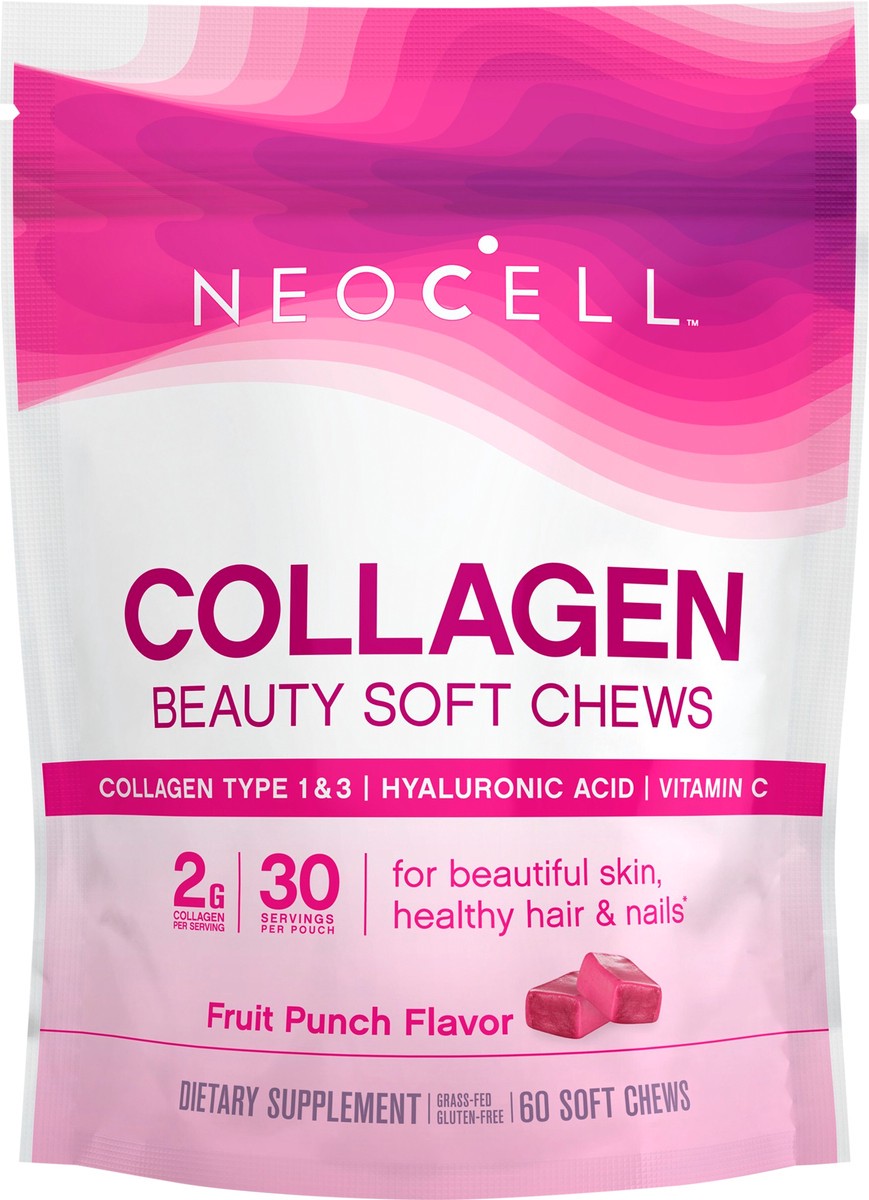 slide 3 of 3, NeoCell Beauty Bursts Fruit Punch Soft Chews, 60 ct