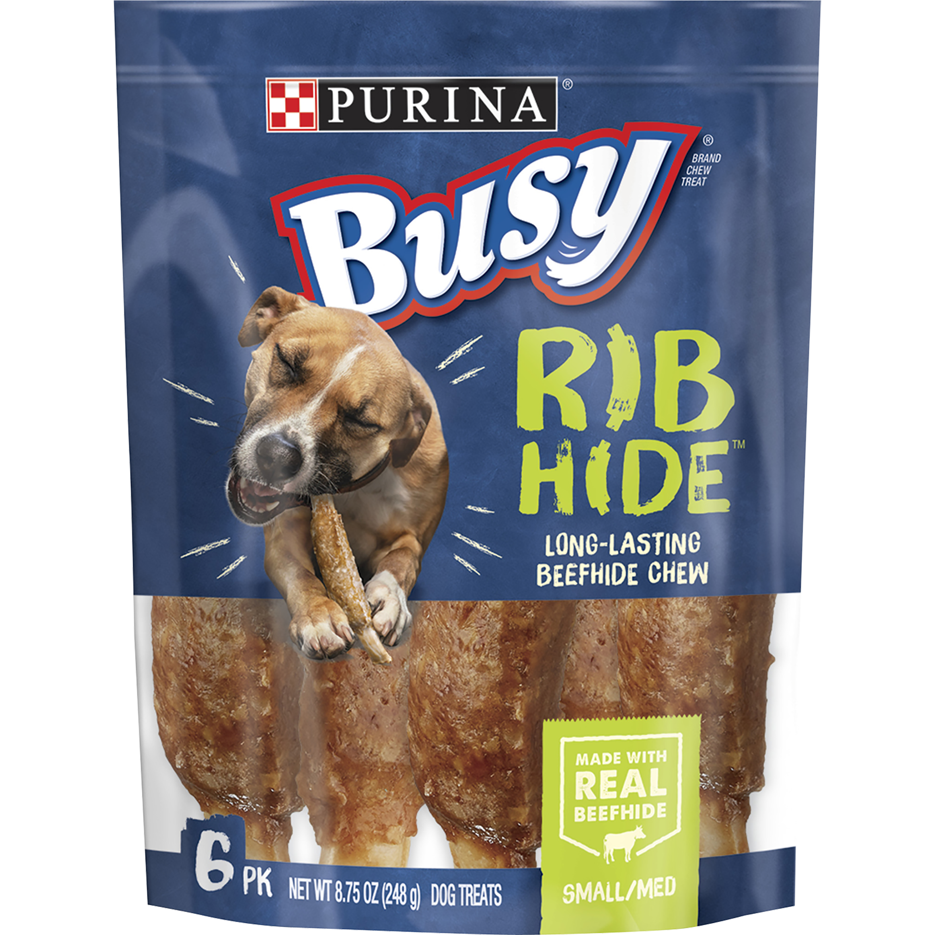 slide 1 of 7, Purina Busy Ribhide Beef Chewy Dog Treats - 6ct, 6 ct