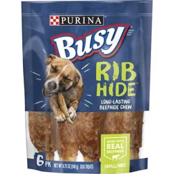 Purina Busy Small/Medium Breed Dog Rawhide Treat, Rib Hide
