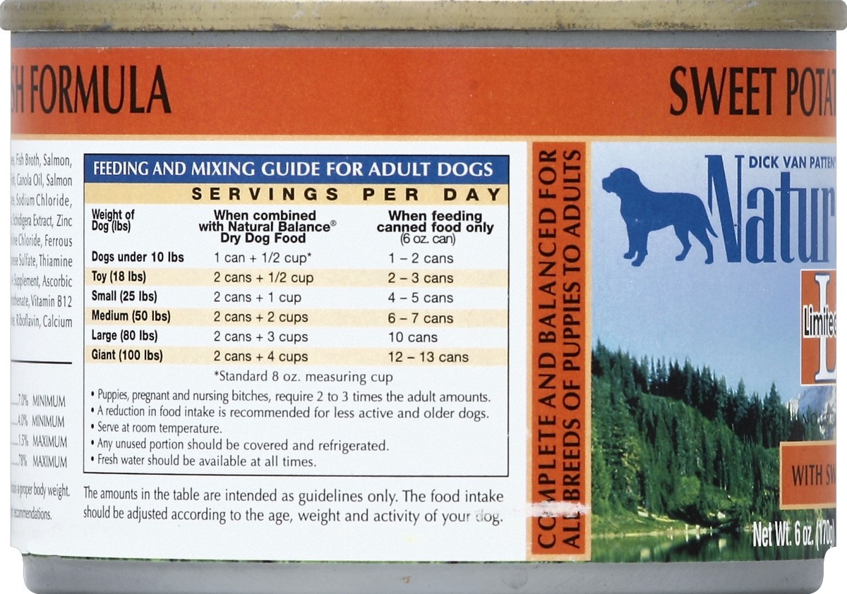 slide 6 of 6, Natural Balance L.I.D. Limited Ingredient Diets Fish & Sweet Potato Formula Wet Dog Food, 6-Ounce Can, 6 oz