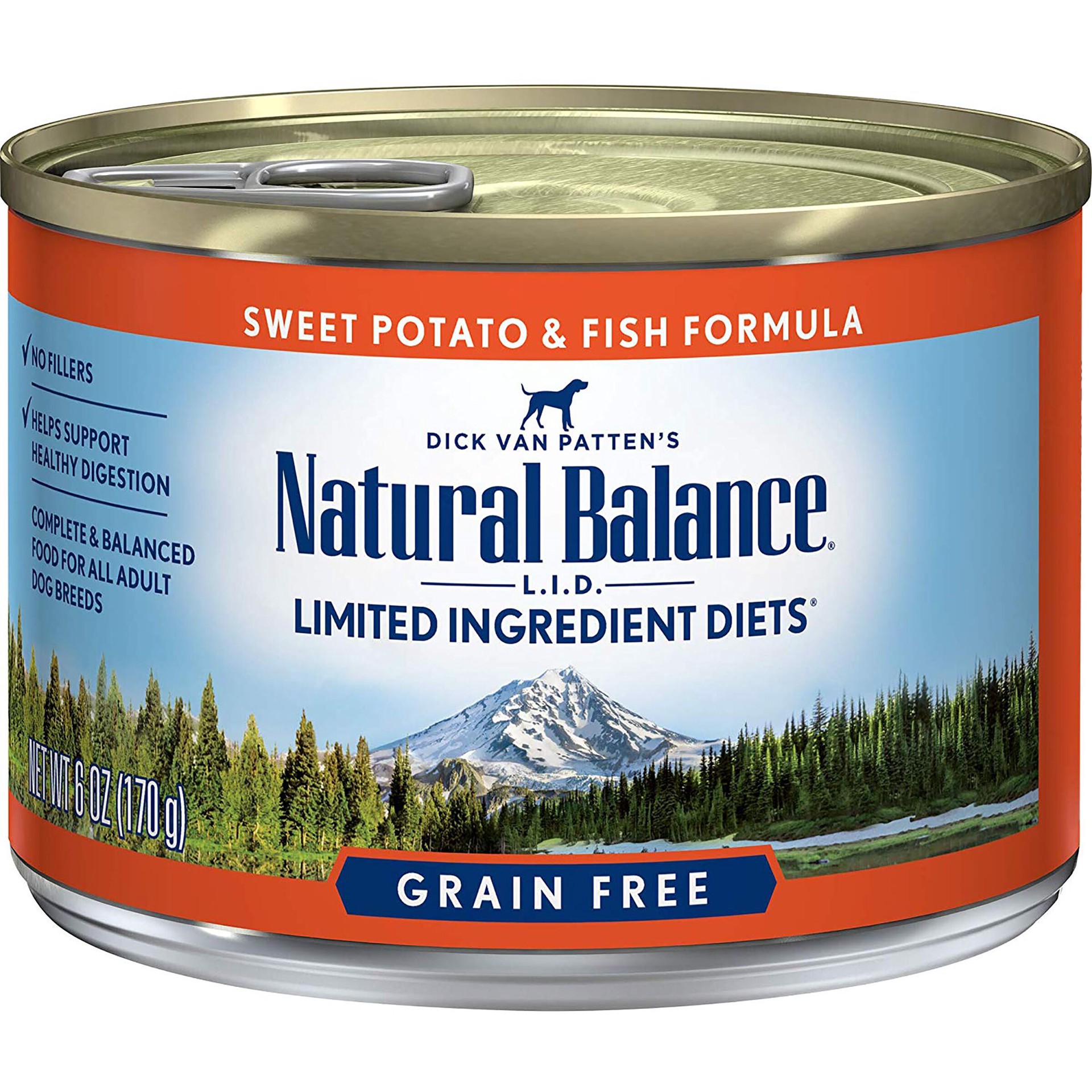 slide 1 of 6, Natural Balance L.I.D. Limited Ingredient Diets Fish & Sweet Potato Formula Wet Dog Food, 6-Ounce Can, 6 oz