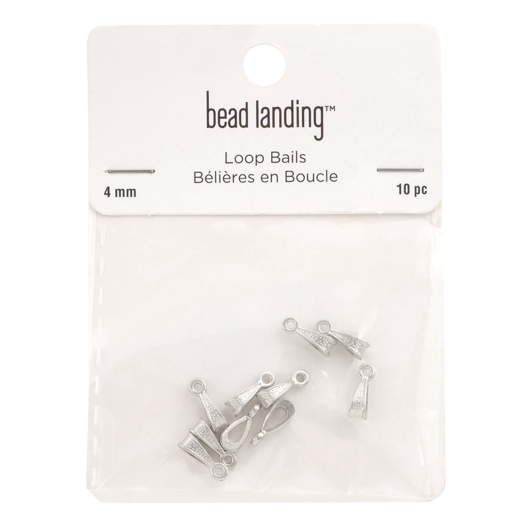 slide 2 of 2, 4mm Loop Bails Findings, 10ct. By Bead Landing, 4 mm