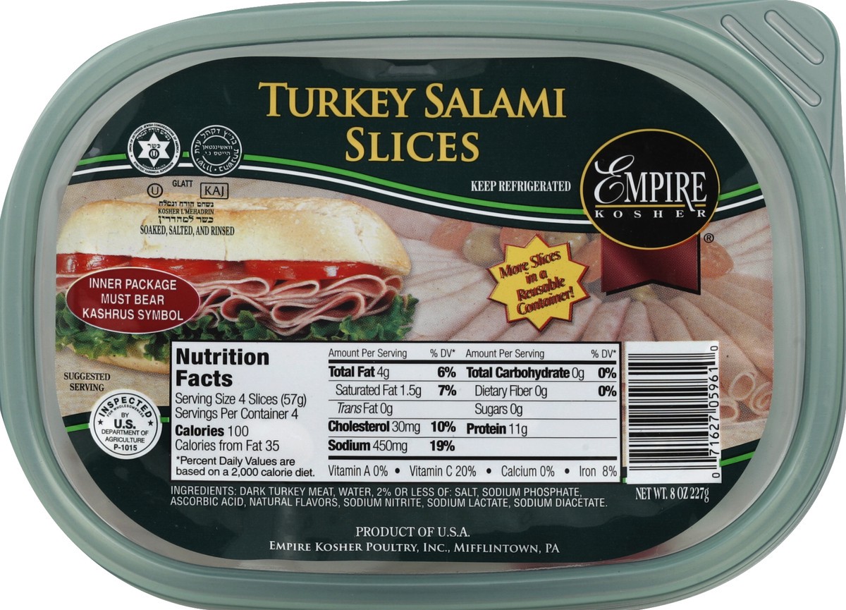 slide 4 of 4, Empire Kosher Turkey Salami Slices, 8 oz