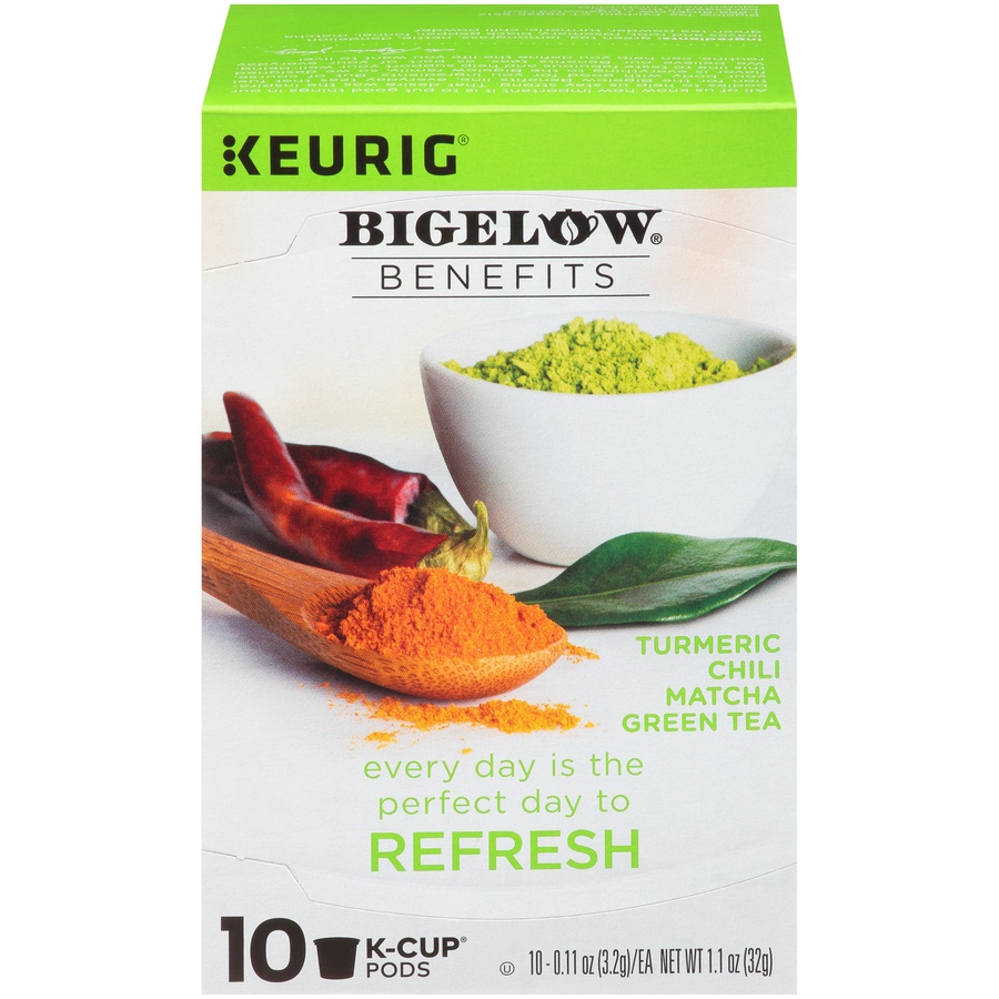 slide 1 of 7, Bigelow Benefits Turmeric Chili Matcha Green Tea Single Serve K Cups, 10 ct