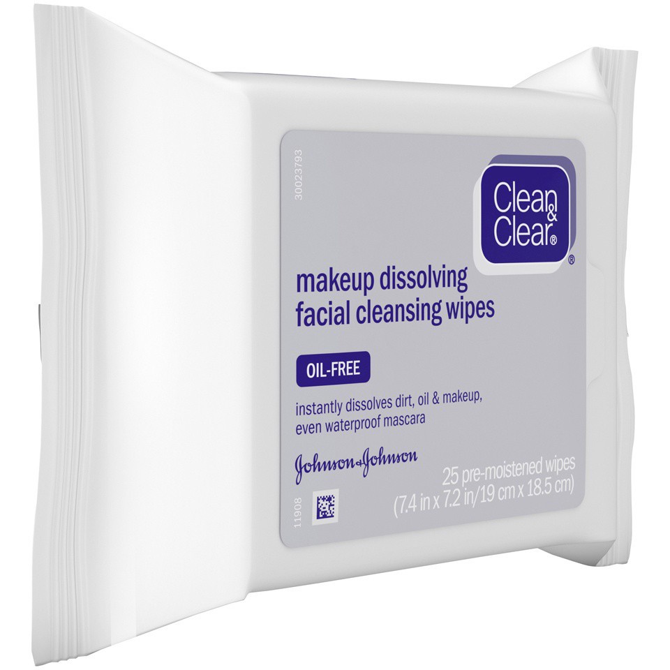 slide 6 of 6, CLEAN & CLEAR Makeup Dissolving Facial Cleansing Wipes, 25 Sheets, 25 cnt