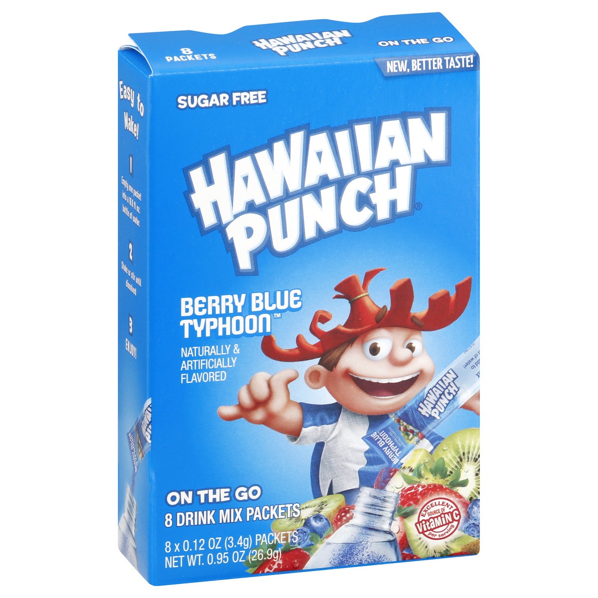 slide 2 of 9, Hawaiian Punch Sugar Free On The Go Berry Blue Typhoon Drink Mix Packets 8 ea, 8 ct