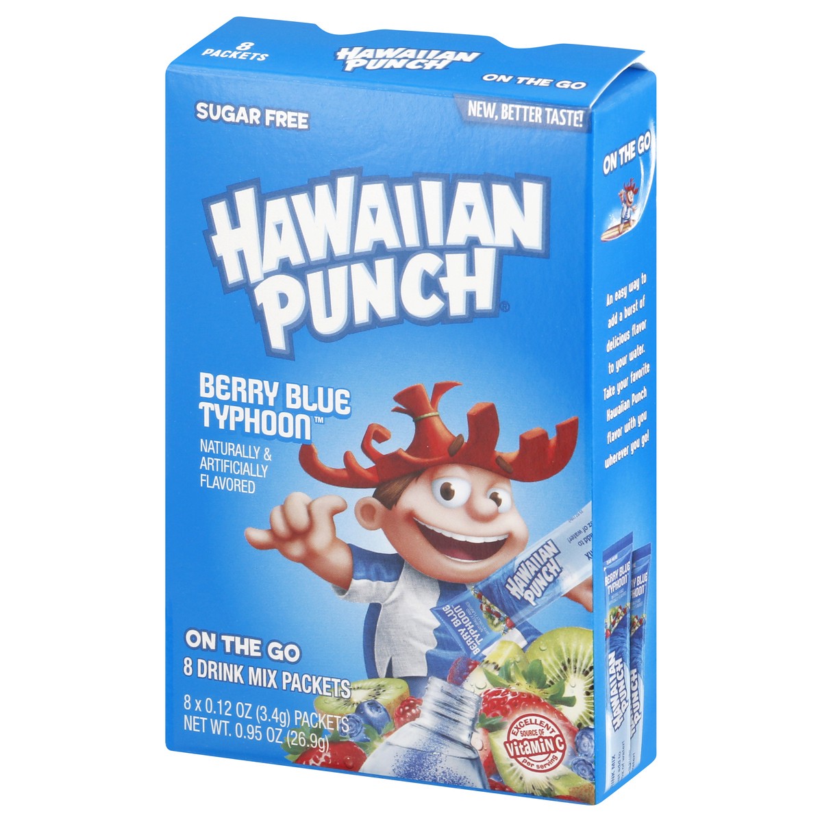 slide 3 of 9, Hawaiian Punch Sugar Free On The Go Berry Blue Typhoon Drink Mix Packets 8 ea, 8 ct