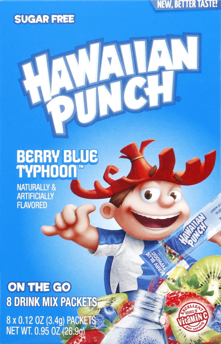 slide 6 of 9, Hawaiian Punch Sugar Free On The Go Berry Blue Typhoon Drink Mix Packets 8 ea, 8 ct