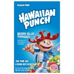Hawaiian Punch Sugar Free On The Go Berry Blue Typhoon Drink Mix Packets - 8 ct