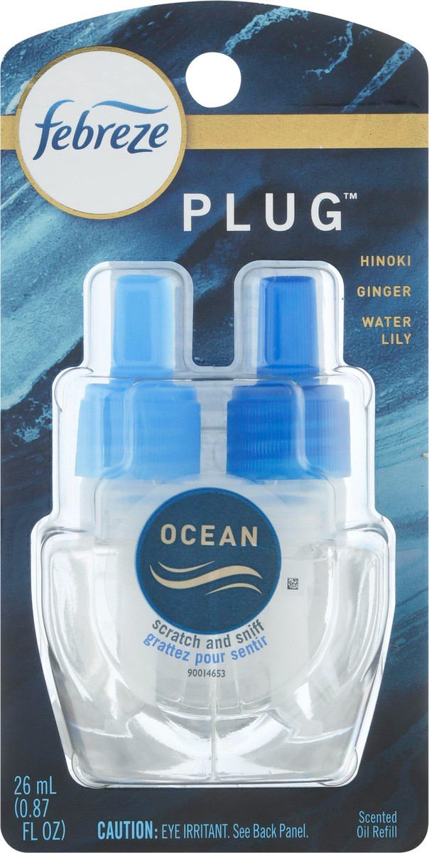 slide 3 of 10, Febreze Odor-Fighting Fade Defy PLUG Air Freshener Refill, Ocean, (1) .87 fl. oz. Oil Refill, 0.87 oz