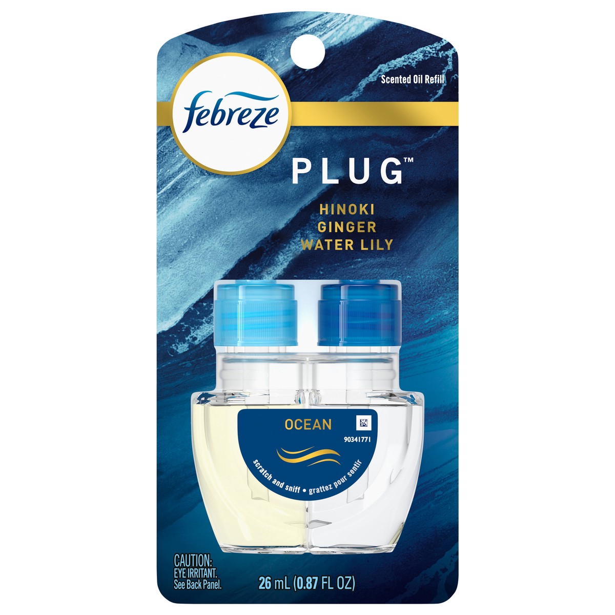 slide 1 of 10, Febreze Odor-Fighting Fade Defy PLUG Air Freshener Refill, Ocean, (1) .87 fl. oz. Oil Refill, 0.87 oz