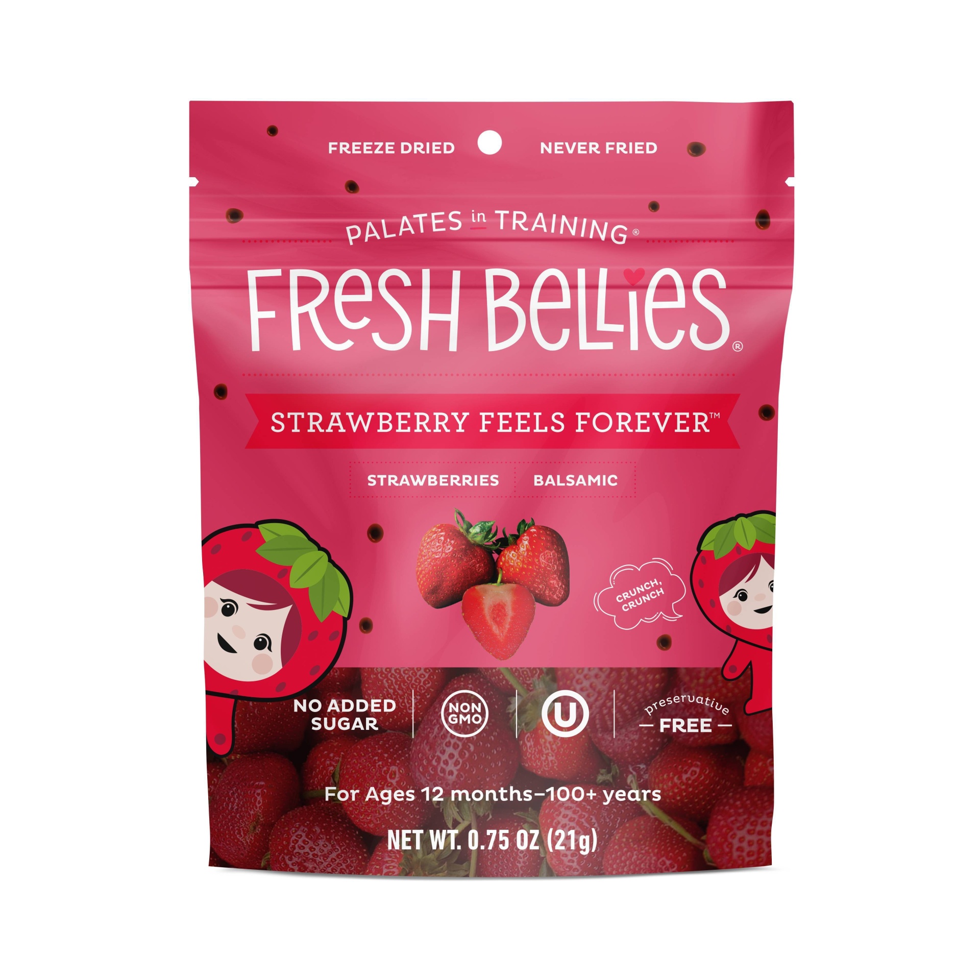 slide 1 of 1, Fresh Bellies Palates In Training Freeze Dried Balsamic Strawberries, 0.75 oz