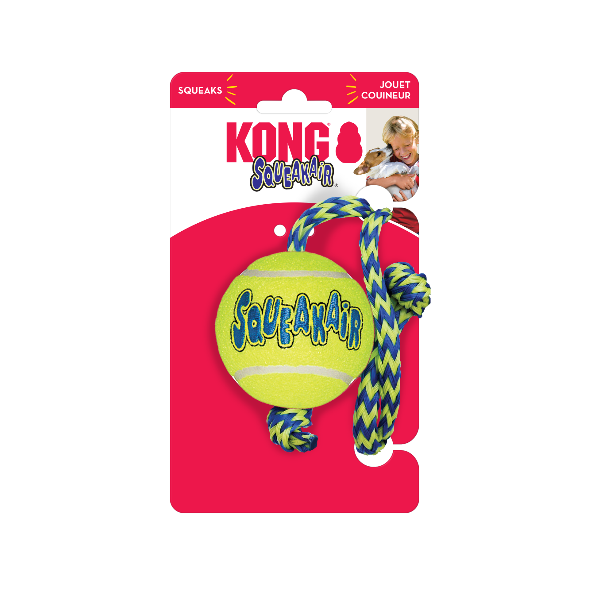 slide 4 of 4, KONG SqueakAir Ball w/Rope Md, 1 ct