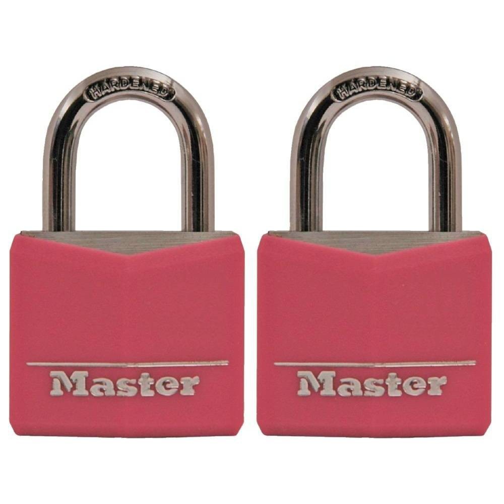 slide 1 of 1, Master Lock Covered Keyed Padlock - Red, 2 ct