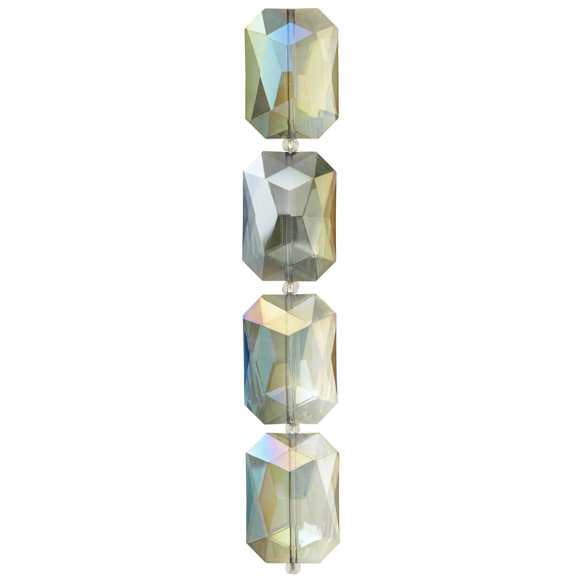 slide 2 of 3, Multicolored Faceted Glass Rectangular Beads, 33mm By Bead Landing, 33mm