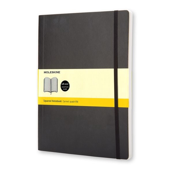 slide 1 of 6, Moleskine Classic Soft Cover Notebook, Square Ruled, Black, 96 ct; 7 1/2 in x 10 in