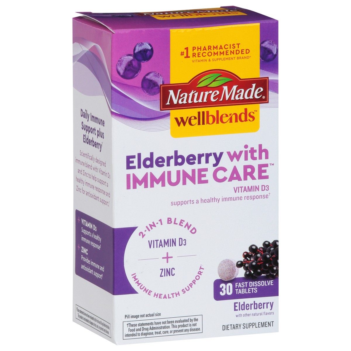 slide 5 of 9, Nature Made Wellblends Elderberry with Immune Care 30 Fast Dissolve Tablets, 30 ct