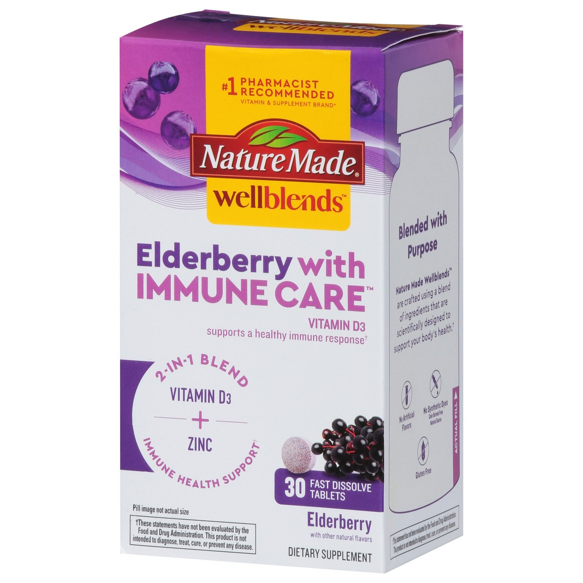 slide 3 of 9, Nature Made Wellblends Elderberry with Immune Care 30 Fast Dissolve Tablets, 30 ct
