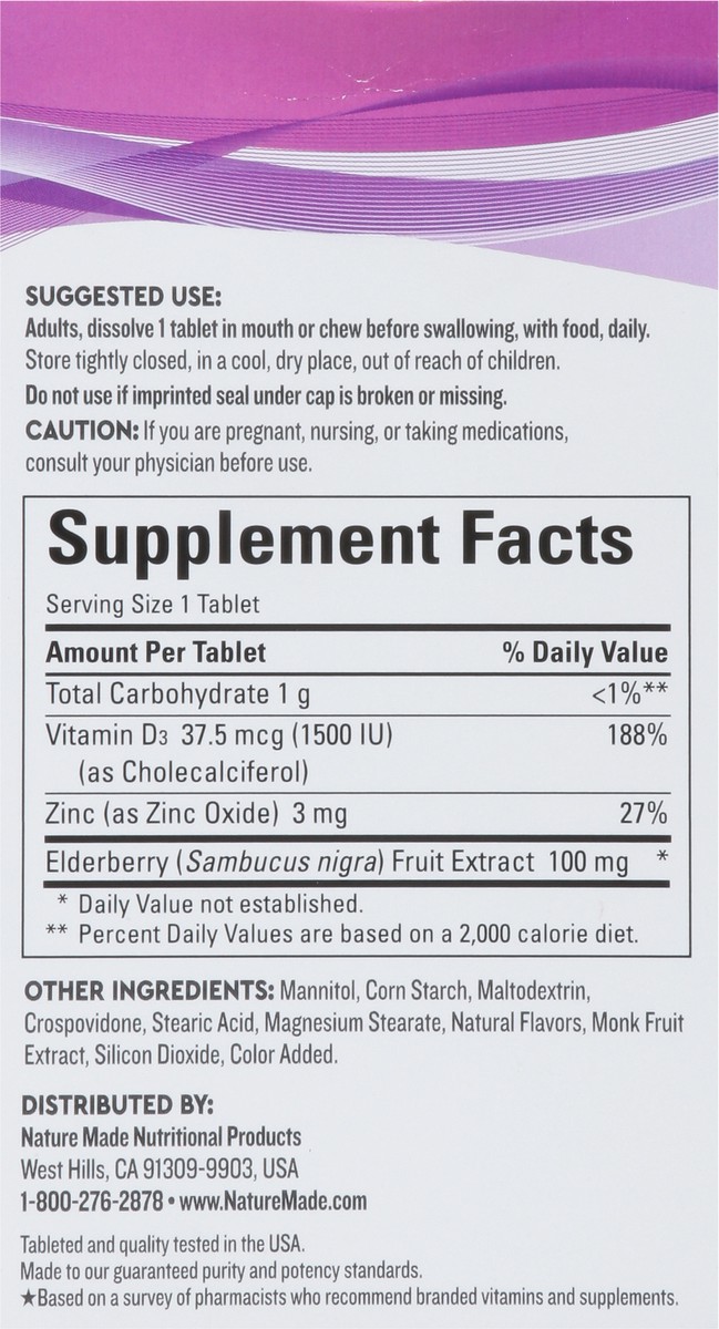 slide 4 of 9, Nature Made Wellblends Elderberry with Immune Care 30 Fast Dissolve Tablets, 30 ct