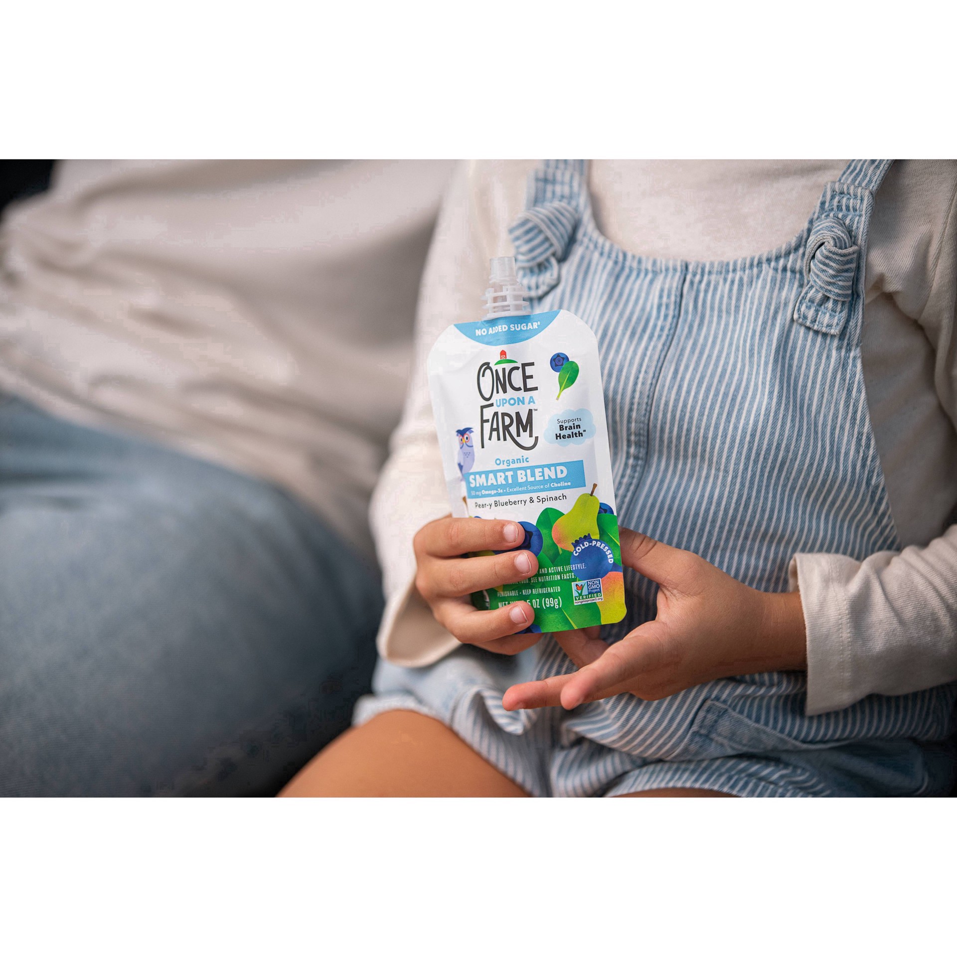 slide 7 of 25, Once Upon a Farm Organic Pear-y Blueberry & Spinach/Ras-Pear-y Kale Smart Blends 4 - 3.5 oz Pouches, 4 ct