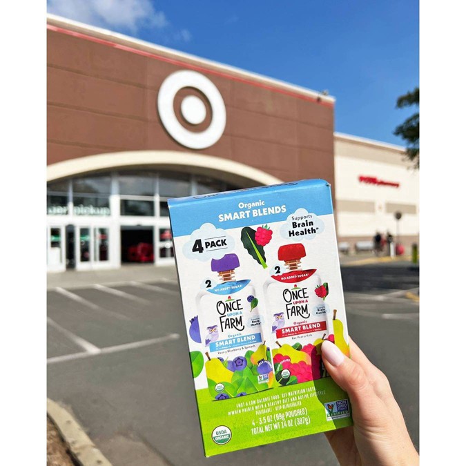 slide 8 of 25, Once Upon a Farm Organic Pear-y Blueberry & Spinach/Ras-Pear-y Kale Smart Blends 4 - 3.5 oz Pouches, 4 ct