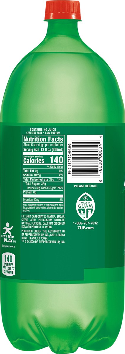 slide 7 of 7, 7UP Lemon Lime Soda, 2 L bottle, 2.1 qt