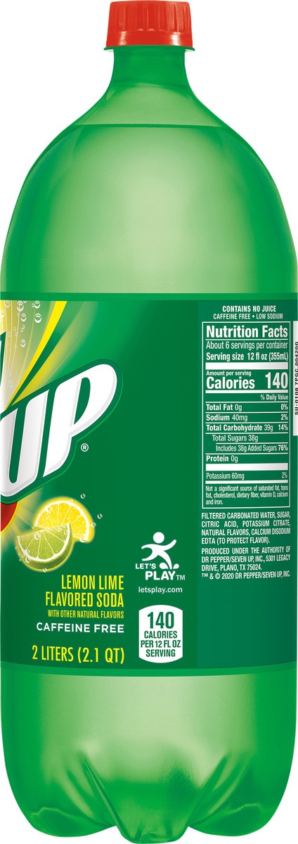 slide 4 of 7, 7UP Lemon Lime Soda, 2 L bottle, 2.1 qt
