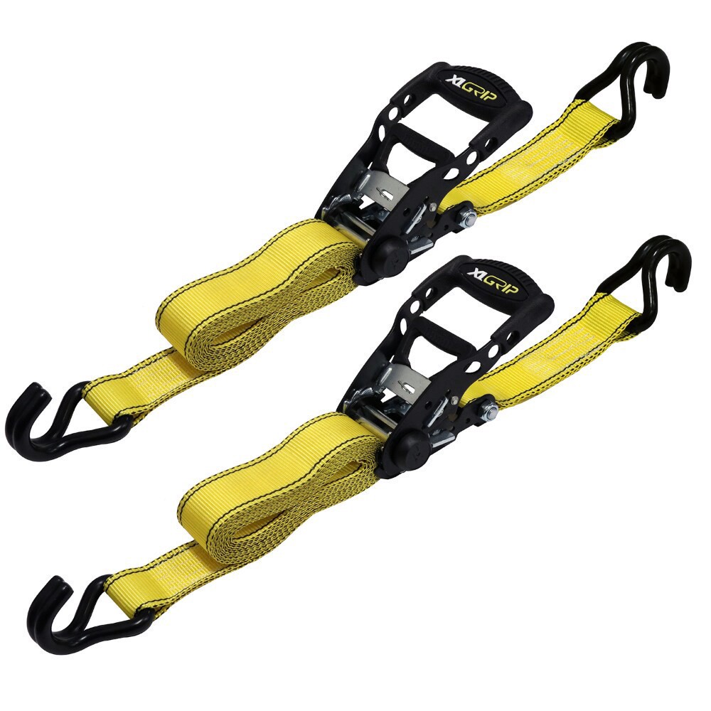 slide 2 of 2, Cargoloc 12-Foot Ratchet Tie Down Straps - Yellow, 2 ct