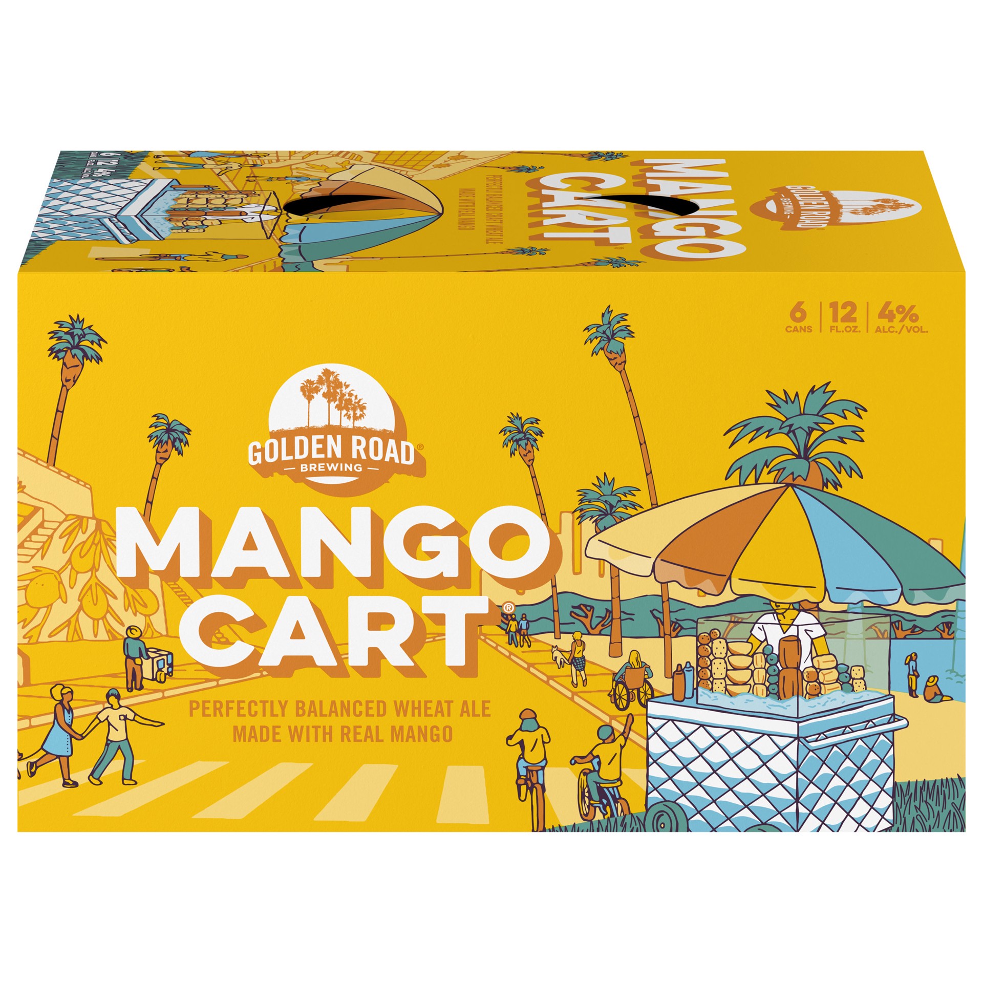 slide 1 of 5, Golden Road Brewing Mango Cart Wheat Ale Craft Beer, 6 Pack Beer, 12 FL OZ Cans, 72 fl oz