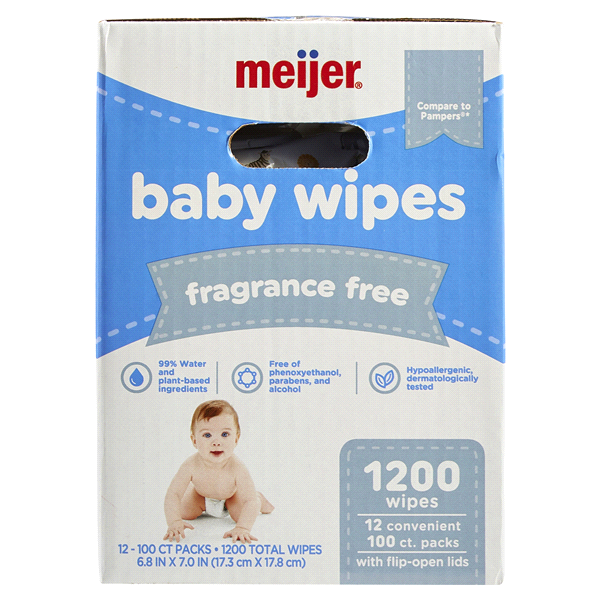 slide 12 of 29, Meijer Baby Wipes, Fragrance Free, 1200 ct