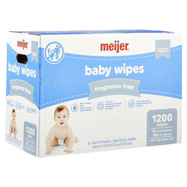 slide 4 of 29, Meijer Baby Wipes, Fragrance Free, 1200 ct