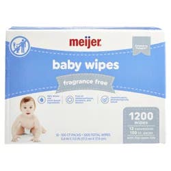Meijer Baby Wipes, Fragrance Free